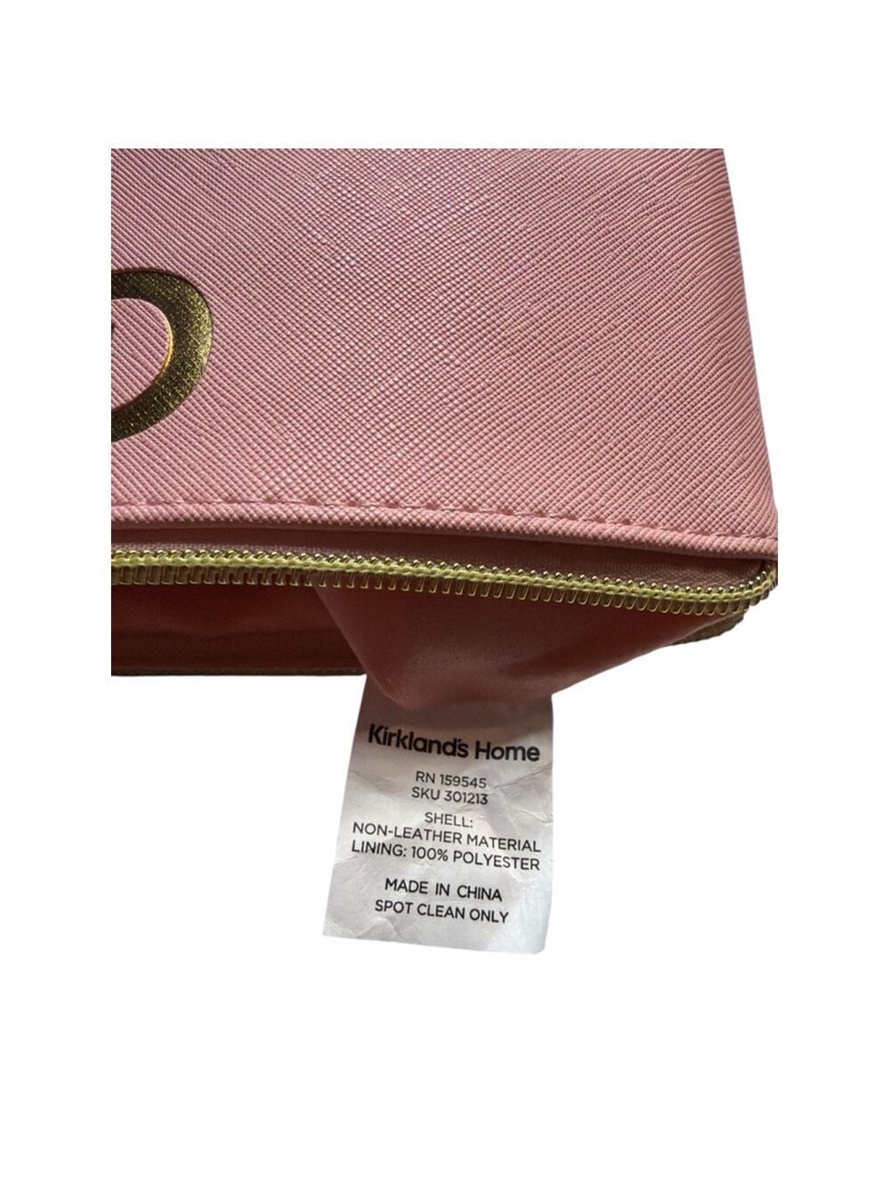 Kirkland’s Pink Cosmetic Makeup Bag Gold G Monogram Zipper Pouch NWOT - Picture 7 of 7